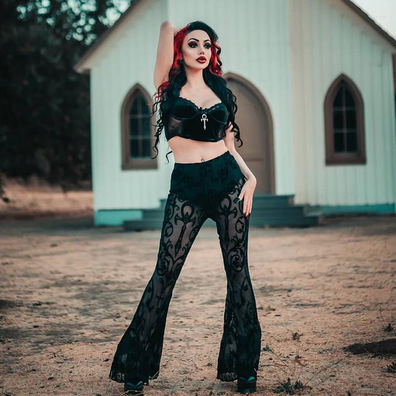 

Women' Pants Bohemian Style Perspective Bell Bottoms Women' Casual Long Leg, Black