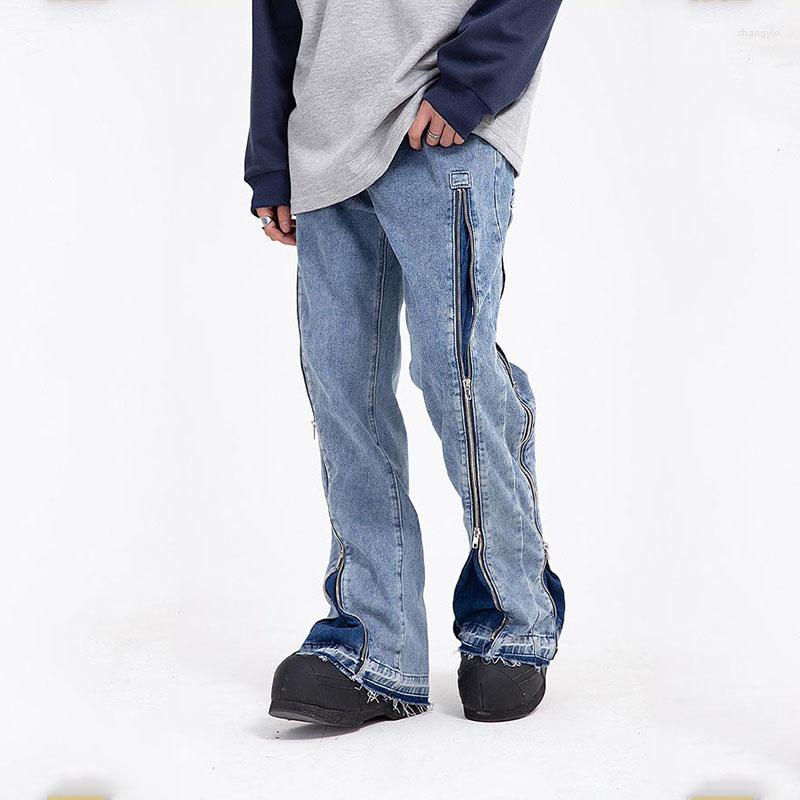 

Men' Jeans Hi Street Zipper Blue Casual Pants Washed Streetwear Vintage Denim Trousers For Male Hip Hop, Black