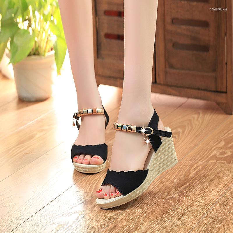 

Sandals Women Summer 2022 Fashion Ladies Slip-on Comfortable Wedges Shoes Female Platform High Heel, Black