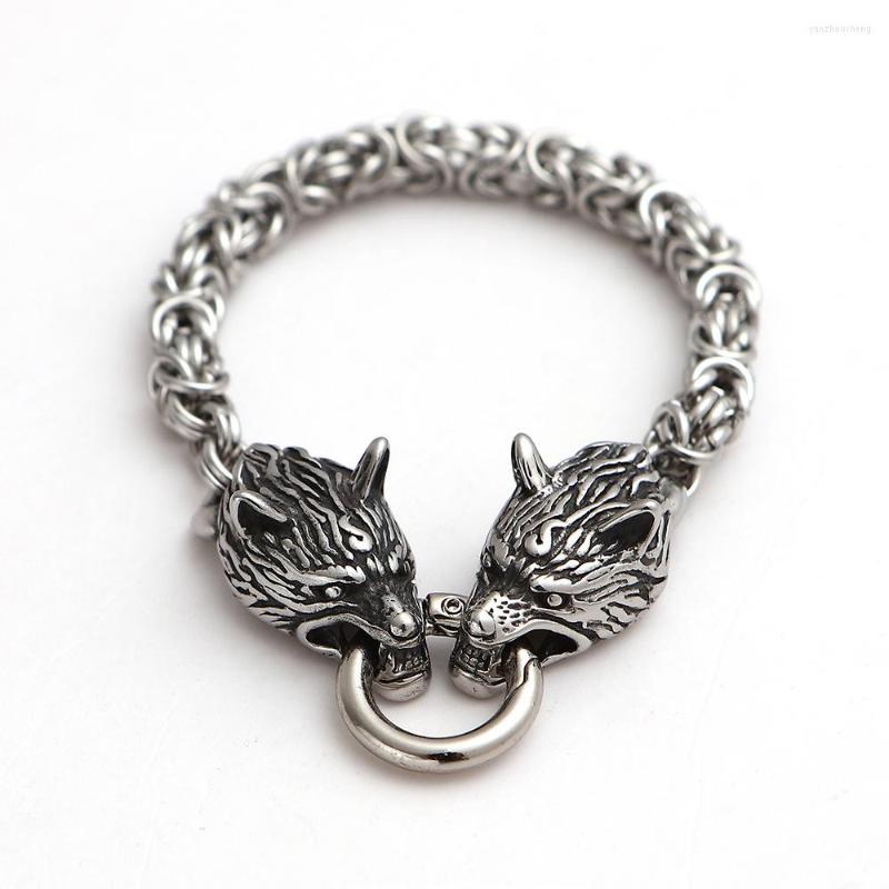 

Link Bracelets Retro Punk Domineering Metal Viking Wolf Bracelet Bangles For Men Glamour Rock Nordic Amulet Jewelry