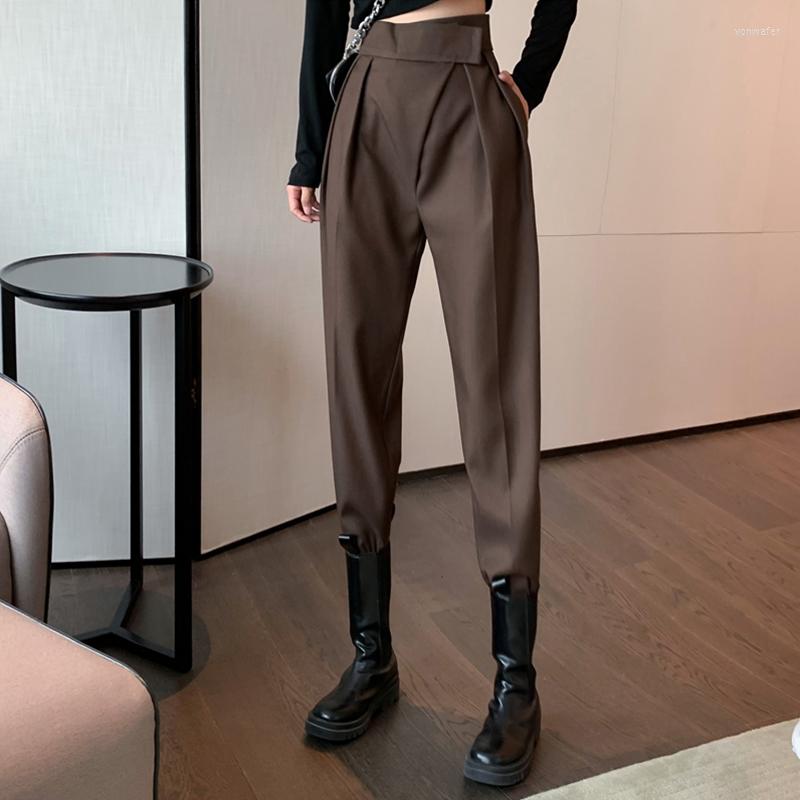 

Women' Pants Womens Fashionable Drape Casual Autumn Korean Version All-match Bottoms High Waist Wide Leg Solid Suit Trousers, Black
