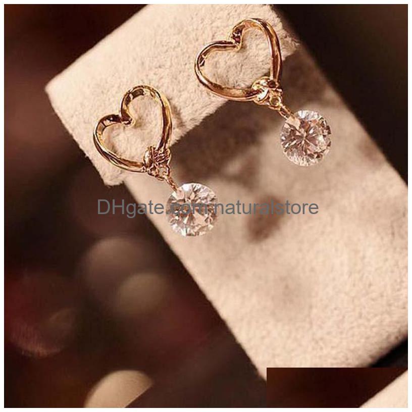 

Stud New Fashion Lovely Women Antiallergic Heart Crystal Ear Earrings Gift Girls Arrival Drop Delivery Jewelry Dhzmm