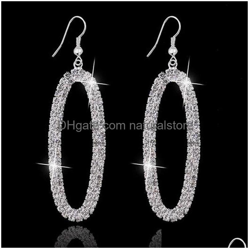 

Dangle Chandelier New Zircon Oval Earrings Sier Crystal Long Earring For Women Engagnment Drop Delivery Jewelry Dhvay