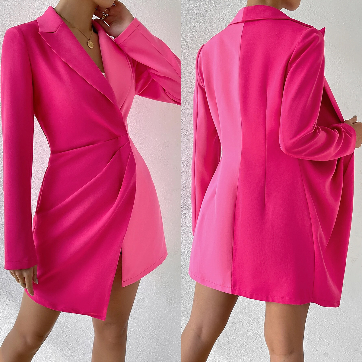 

Desinger Pleats Rose Red Women Blazer Suit V Neck Evening Party Women Tuxedos For Wedding One Jacket