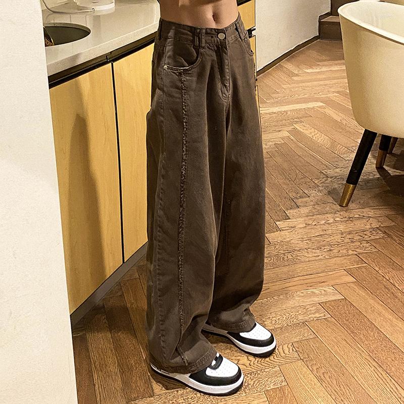 

Men's Jeans Brown Baggy Men Fashion Retro Casual Straight Streetwear Korean Hip Hop Loose Denim Pants Mens Trousers -2XL