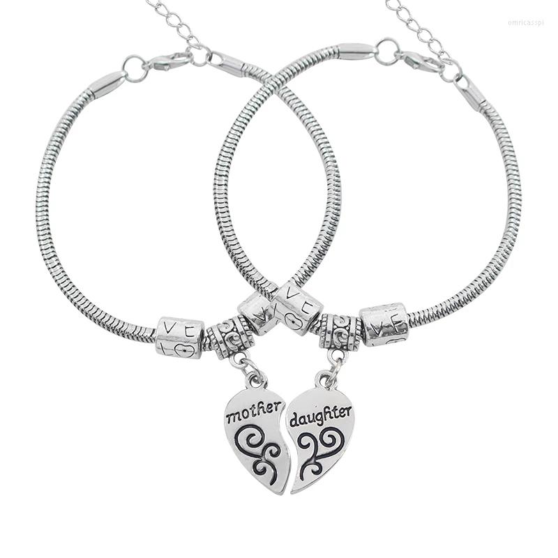 

Link Bracelets A Pair Of 2022 Creative I Love You Mother And Daughter Necklace Charm Bracelet Heart-shaped Puzzle Chain