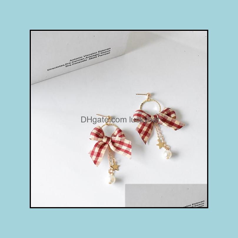 

Earring Back Simple Bow Style Earrings Women Creative Cool Versatile Plaid Hong Ventilation Network Red Ear Stud Drop Delivery Jewel Otvnq