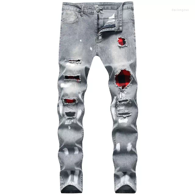 

Men's Jeans 2022 Broken Hole Embroidered Pencil Slim Men Trousers Casual Thin Denim Pants Classic Cowboys Young Man Jogging, Black