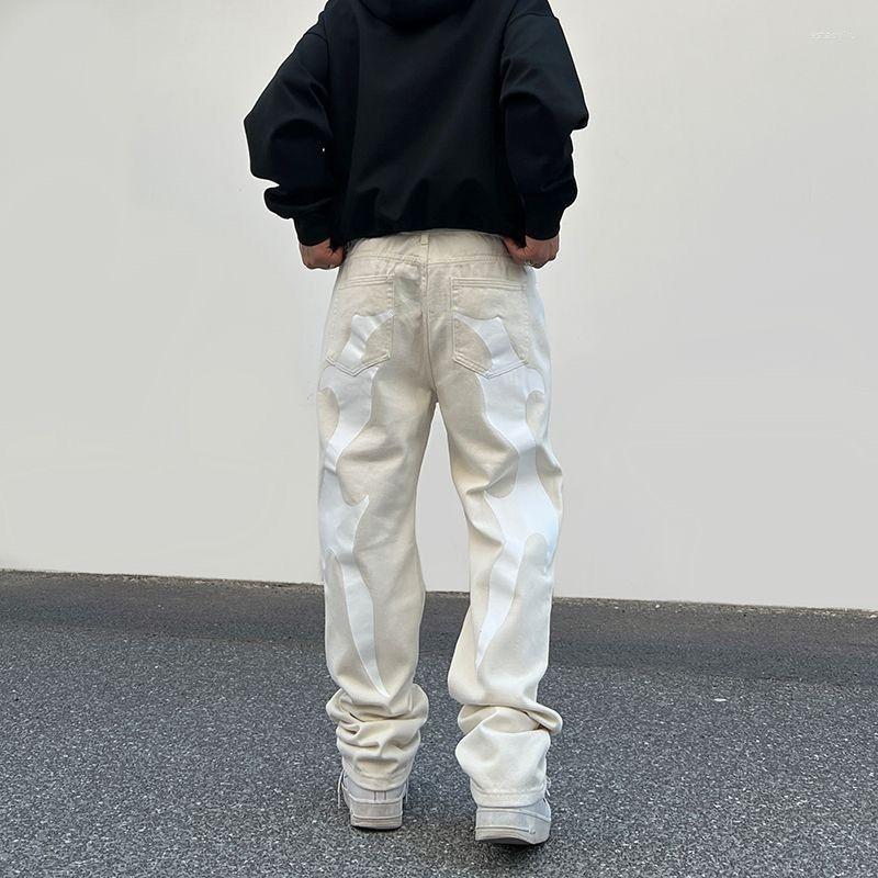 

Men' Jeans Graphic Print High Street Vintage Hip Hop Baggy Clothing Loose Casual Straight  Pants For Men
