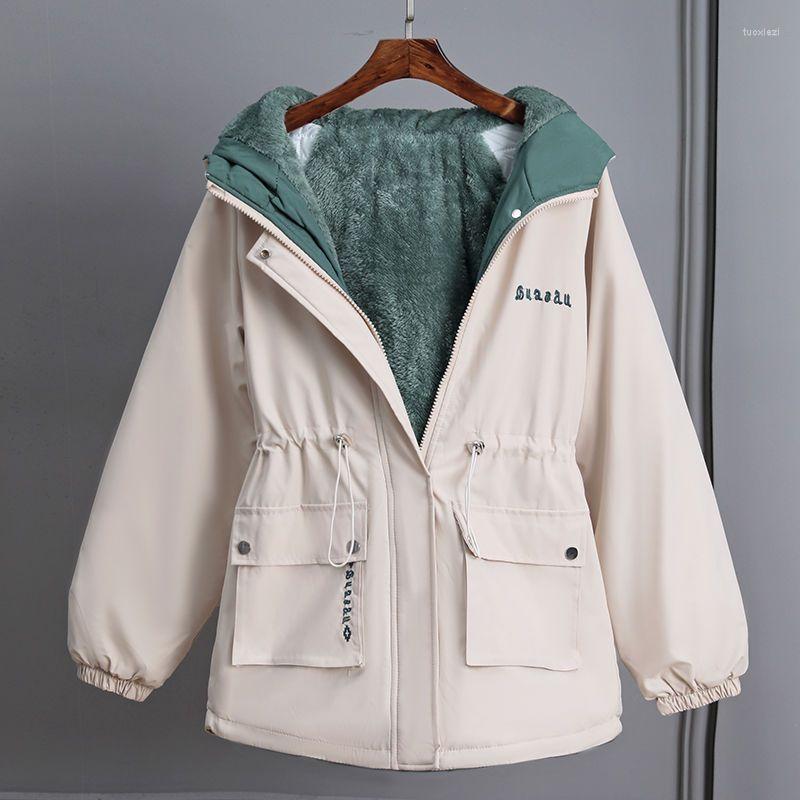 

Women's Trench Coats Women's Windbreaker Plush Thickened Coat Versatile Short Fashion In Autumn And Winter, Black