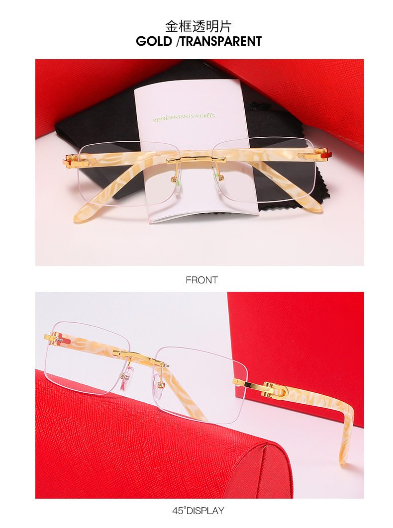 

CT 2023 Vintage Sunglasses Rimless square Women's Sun glasses Fashion Designer Shades Luxury Golden Frame Sunglasses UV400 Gradient 00520