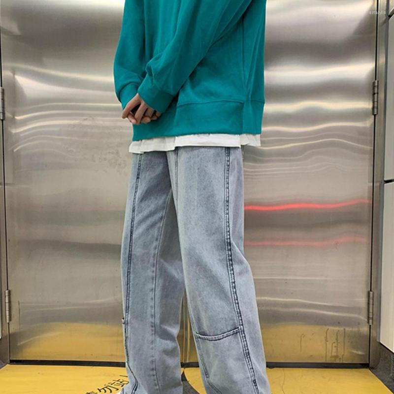 

Men' Jeans Stylish Retro Anti-pilling Comfy Spring Autumn Men Straight Wide Leg Soft Daily Clothing, Dark gray