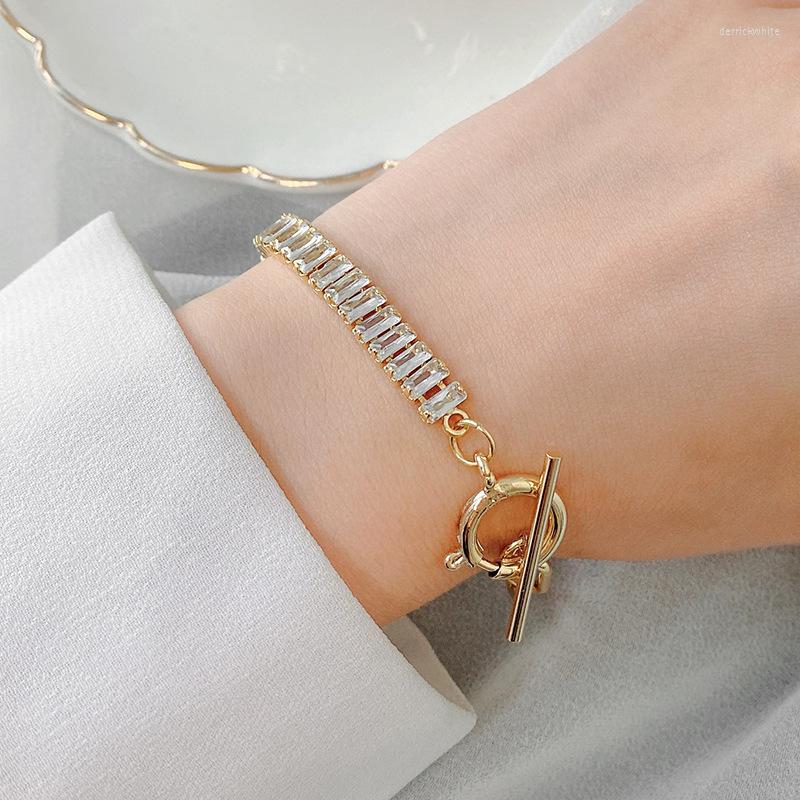 

Link Bracelets SIPENGJEL Fashion Cubic Zircon Punk Chain Charm Gold Color Geometric Tennis Bracelet For Women Party Jewelry Gift