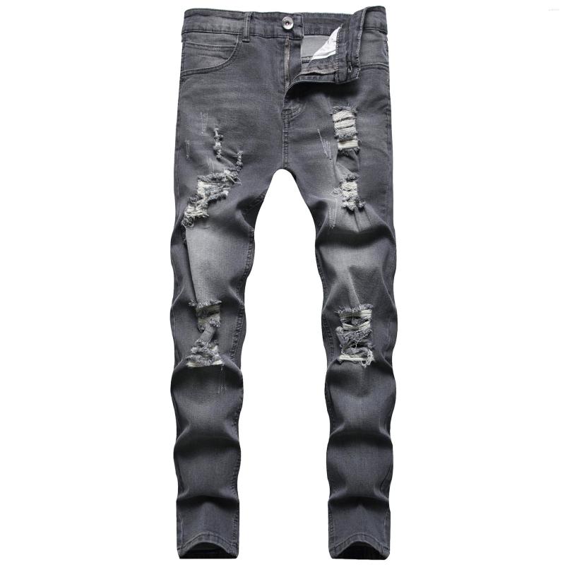 

Men' Jeans Classic Men High Stretch Holes Ripped Denim Trousers Fit Brand Menswear Man' Gift For Husband Son Boy Plus Size, Style 1