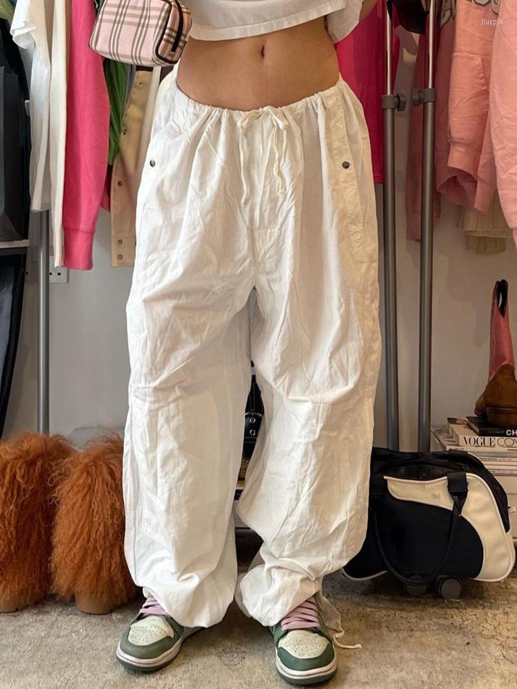 

Women' Pants Casual Oversized Wide Leg Tech White Cargos Streetwear Fashion Harajuku Y2K Vintage Basic Loose Baggy Capris