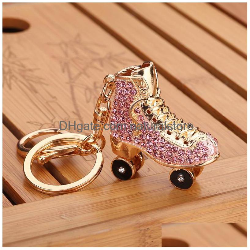 

Keychains Lanyards Dhs Keyring Bag Charm Pendant Keys Holder Roller Skates Shoe Diamond Keychain Jewelry Key Chain Women Girl Gift Dhlky