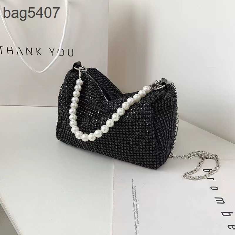 

2023 Fashion Diamond Bag 80% Discount Wholesale and Retail Small Female New Type Msenger Foreign Style Version Pearl Portable Shoulder, Black7