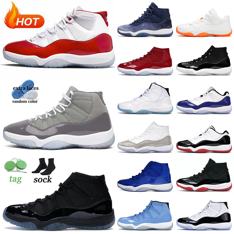 

11s Jumpman 11 Basketball Shoes Mens Women Cherry Cool Grey Cap and Gown Midnight Citrus 25th Anniversary Jubilee Bred Pantone Concord Metallic Silver Sneakers 36-47, A63 cool grey 2021 40-47