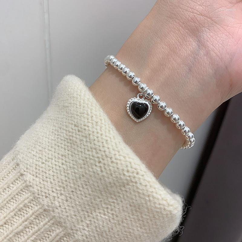 

Link Bracelets Adjustable Tassel Round Bead Love Heart Charm Bracelet For Women Girl Accessories Korean Fashion Jewelry Party Gift Sl151