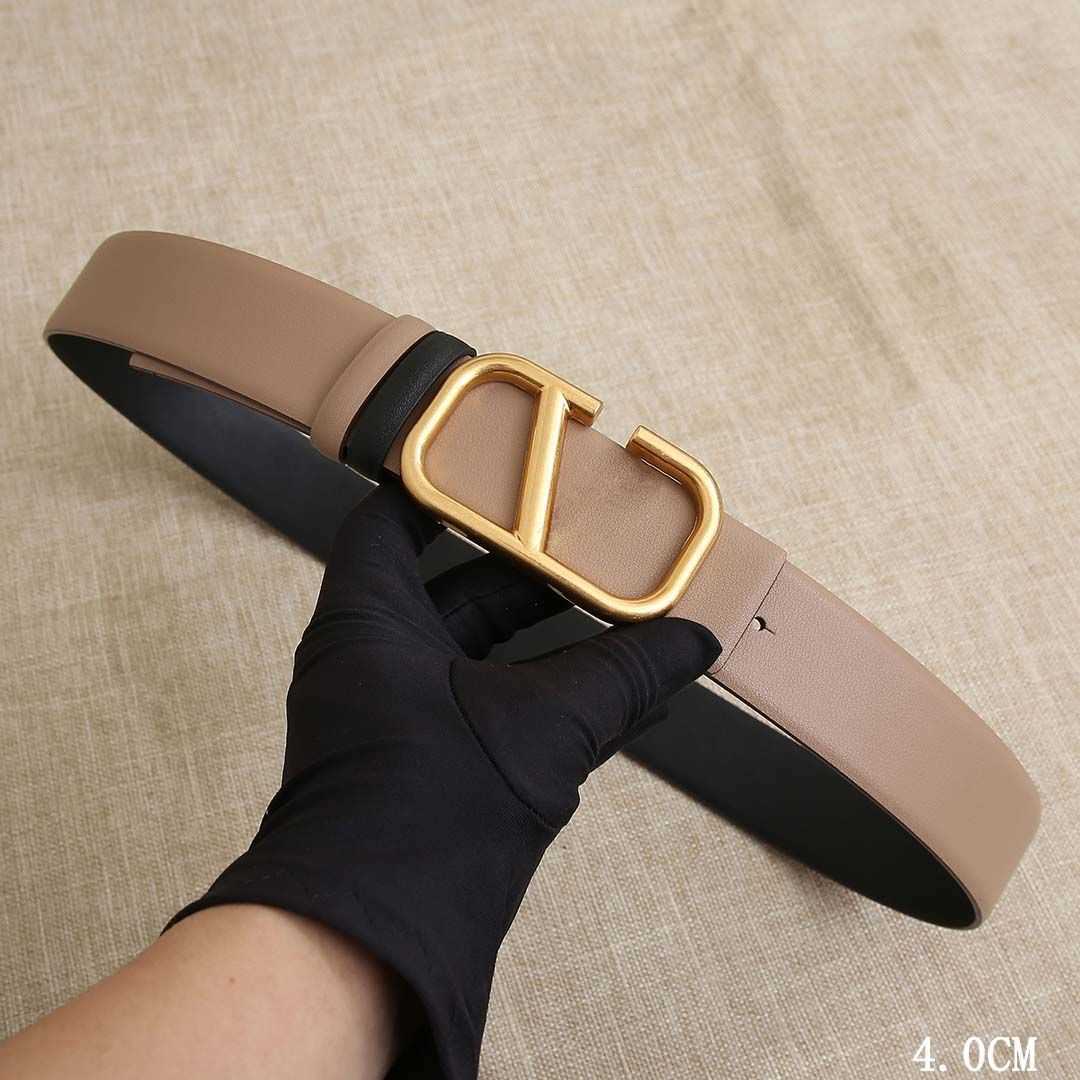 

New Women Leather Belt Width 4cm Letter Button Dress Decorative Belt Luxury Men Designer Belts Gift Box, Separate