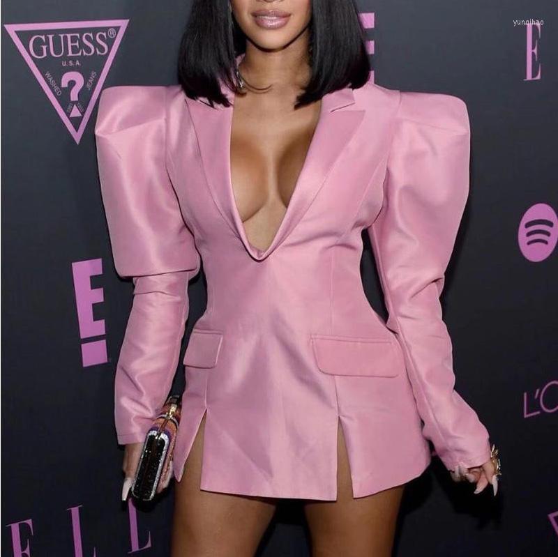 

Casual Dresses Evening African Big Size Street Wear Women Mini Sexy Club Notched Collar Long Sleeve V Neck Night Dress, Brown dress