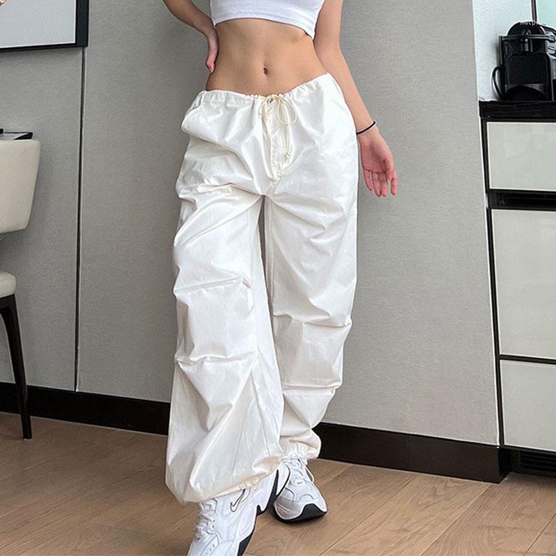 

Women' Pants 2022 Y2k Casual Baggy Wide Leg Sweatpants White Loose Drawstring Low Waist Streetwear Cargo Womens Hip Hop Jogging, Heise