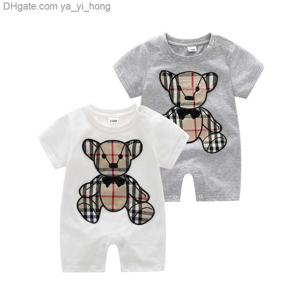 

2022 New Baby Kids Summer Cute Cotton Cartoon Romper 0-2T yayihong, Gray