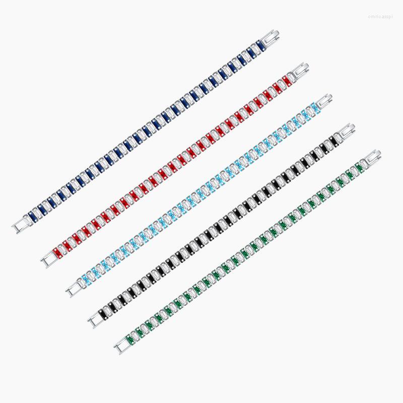 

Link Bracelets Rectangle Multicolor Cubic Zirconia For Women 2022 Designer Shiny Zircon Adjustable Jewelry Gift