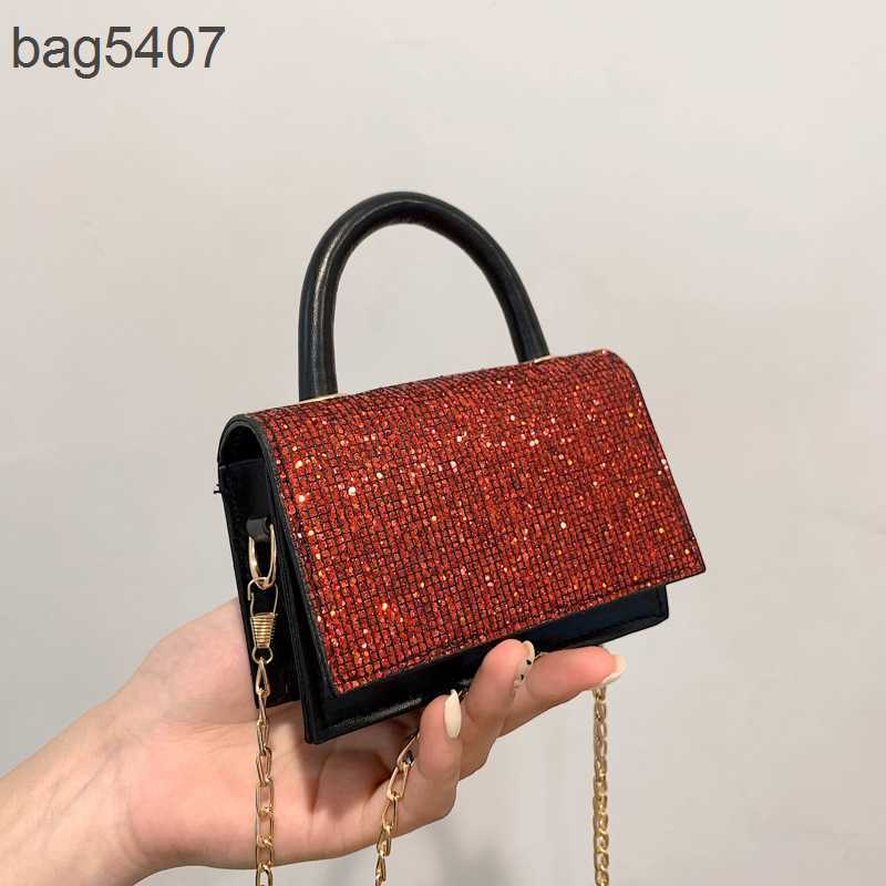 

2023 Women's Diamond Bag 70% Discount Wholesale Retail Mini Female Summer New High Class Small Square Shiny Chain One Shoulder Crossbody Mouth Red, Red7