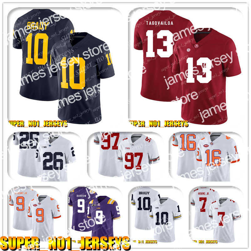 

Football Jerseys 5-24 NCAA 10 Tom Brady 13 Tua Tagovailo Alabama Crimson Tide College Football Jersey Matthew Stafford Barry Sanders T.J. Hockenson