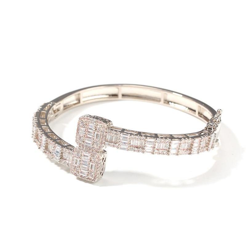 

Tennis 14K Gold Men Ladies Cubic Zirconia Diamond Baguette Square Bangle Bracelet Opening Size Hiphop Jewelry 3825 Q2 Drop Delivery Dhhmj
