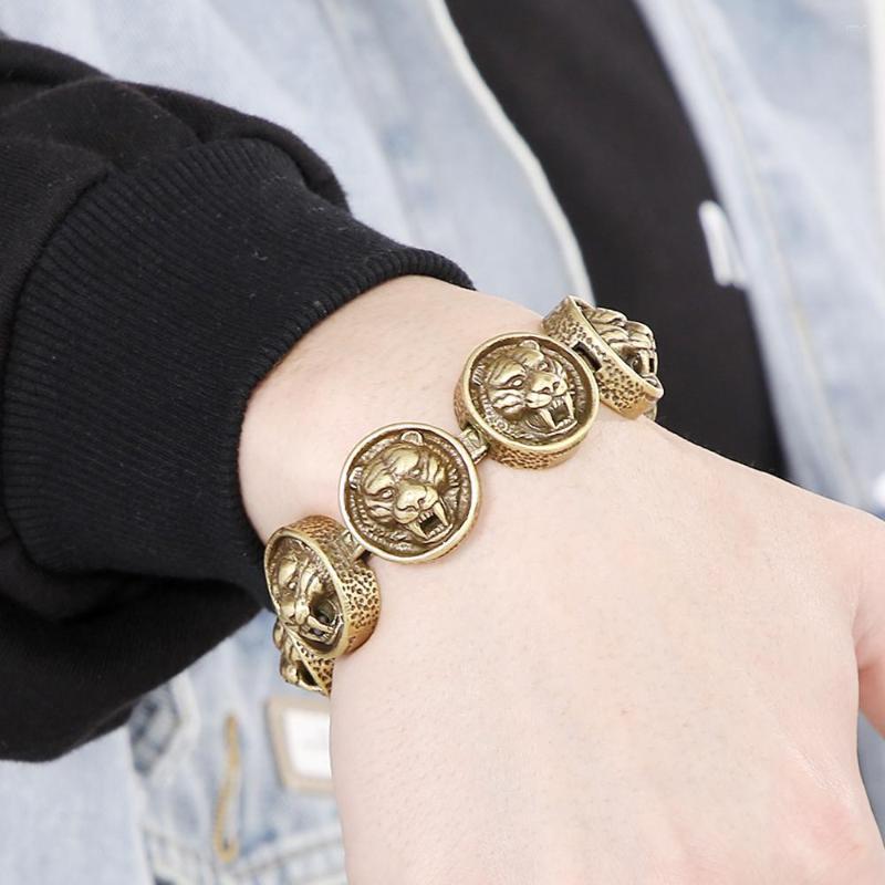 

Link Bracelets Vintage Stainless Steel Man Bracelet 22MM Wide Tiger Head Chain Charm For Men Massive Bikers Gothic Bangle Jewelry