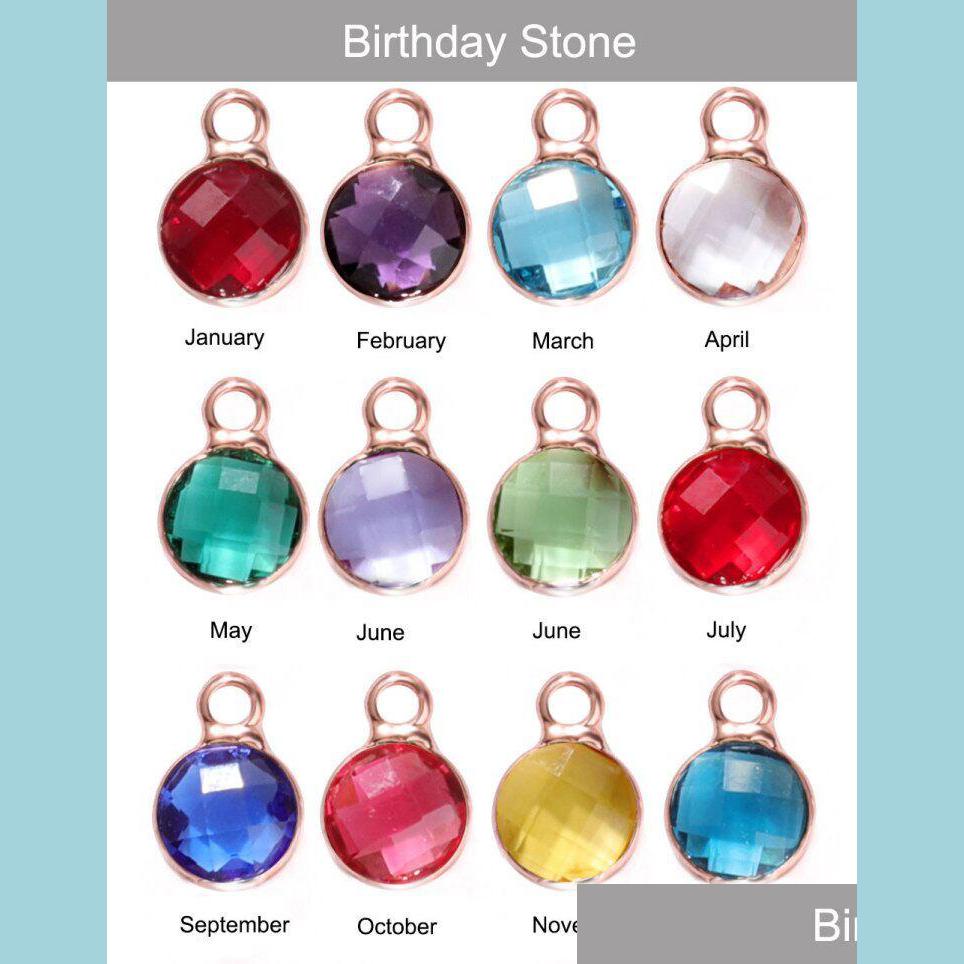 

Charms Wholesale Fashion 6Mm Birthstone Crystal Glass Pendant For Bracelet Bangle Necklace Rose Gold Cute 12 Colorf Mix Style Diy Je Dh1Vu
