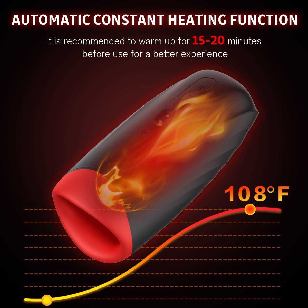 Masturbator Sex Toy Automatic Male Healexcer Clamping Cup with Airbag Insertable 6.7" Heating s Strokers 5 EGRY