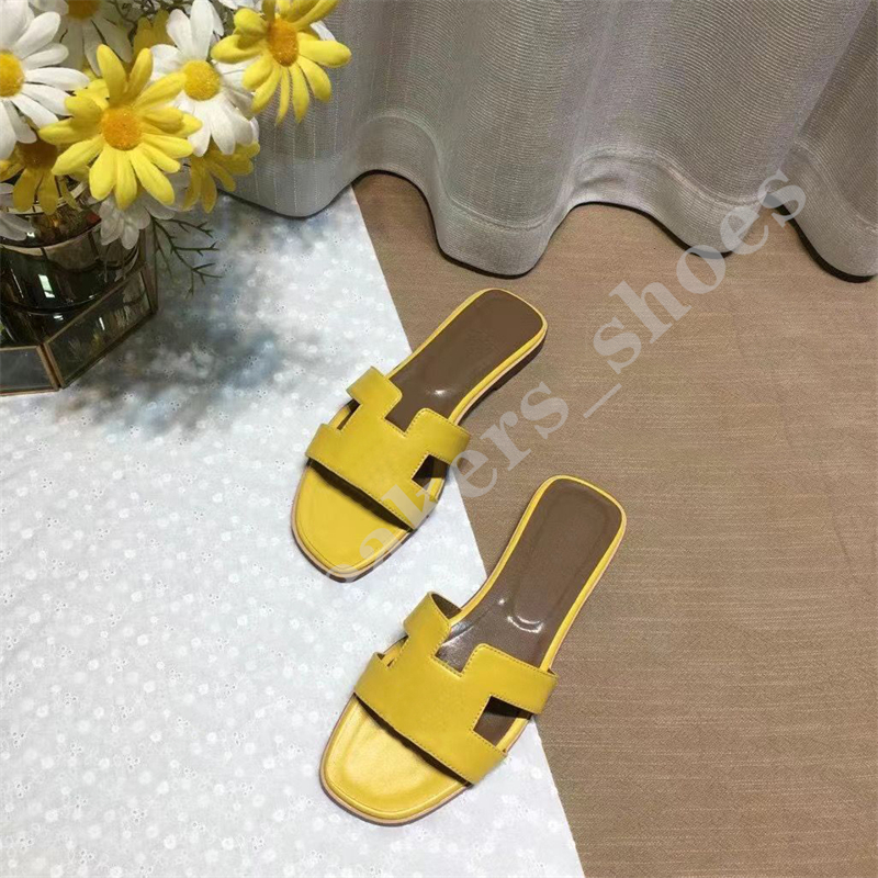 

2023 Sandales Fashion Sandals Genuine Leather Women Slippers Summer Luxury Flat Slides Ladies Beach Sandal Party Wedding Oran Slipper size, Zw-05