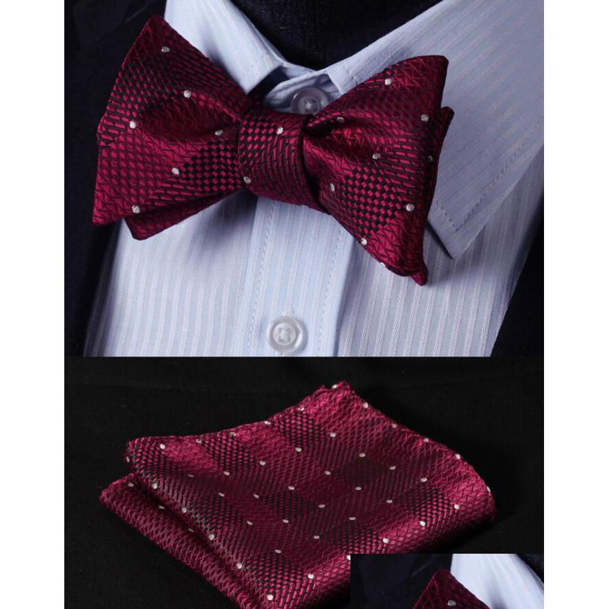 

Groom Ties Cummerbunds Wholesale Dot Bury Wear Plaid With Kerchief Different Color Men Suit Decoration Drop Delivery Wedding Party Dh2Qr, Color chart