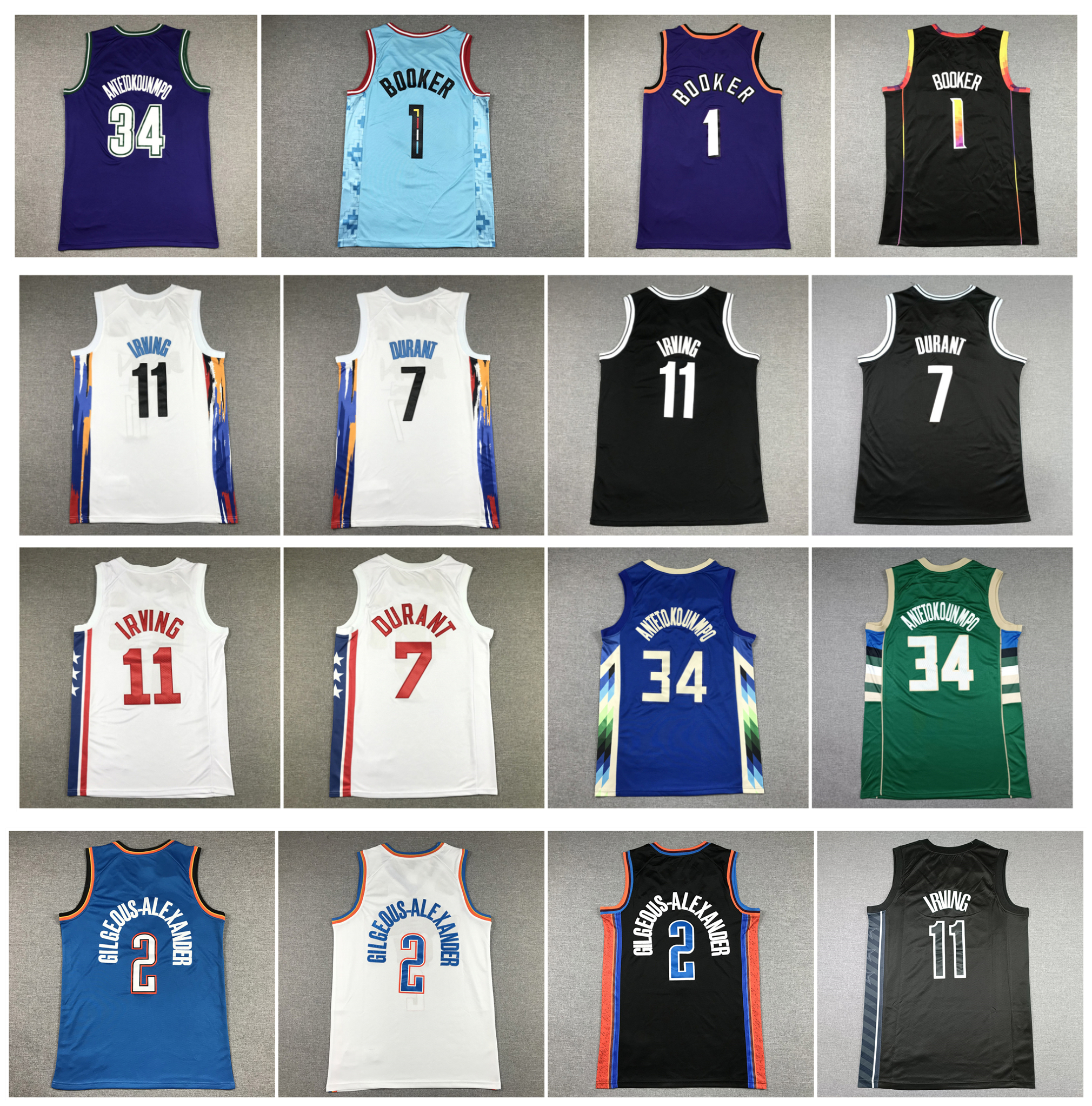 

2023 Season City Kevin Durant Kyrie Irving Brooklyns Basketball Jersey Buck Giannis Antetokounmpo Shai Gilgeous-Alexander Thunders Devin Booker Phoenixs Sun, As pic
