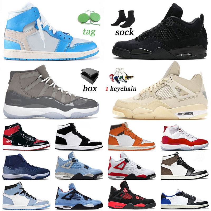 

Basketball Shoes 1 4 Men Women Cherry Midnight Navy University Blue Chicago Panda Sail New Black Cat Cool Grey Starfish 1s 4s 11s Mens Trainers Outdoor Sneakers, 40-47 red cement