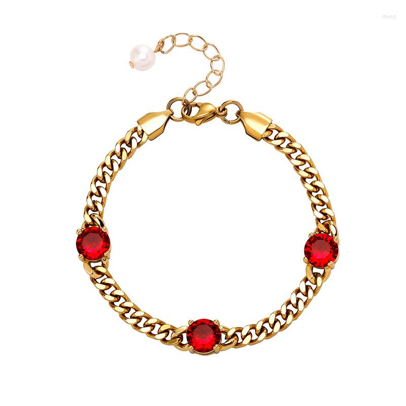 

Link Bracelets Fashion Color Chain Simple Personalized Gem Bracelet Hip Hop Trend Men's Women's