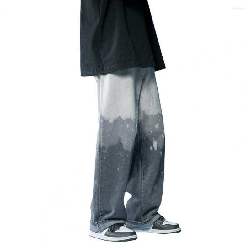 

Men's Jeans Trendy Trousers Wear-resistant Breathable Machine Washable Straight Wide Leg Denim Pants, Black