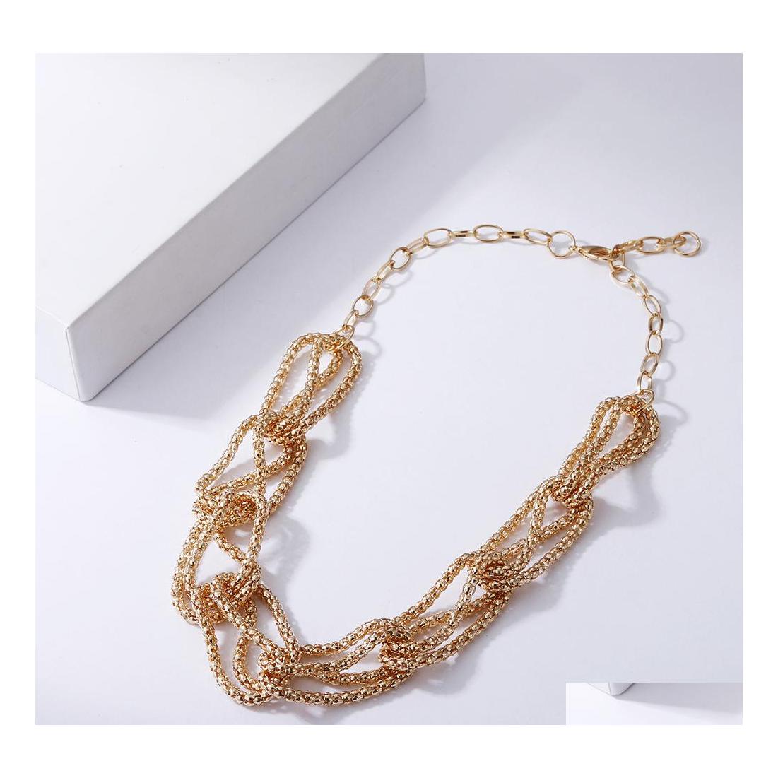 

Chokers Bohemia Beaded Hollow Matte Metal Link Chain Choker Hip Hop Gold Sier Color Collar Necklace For Women Gifts Friends Jewelry Dhoz8