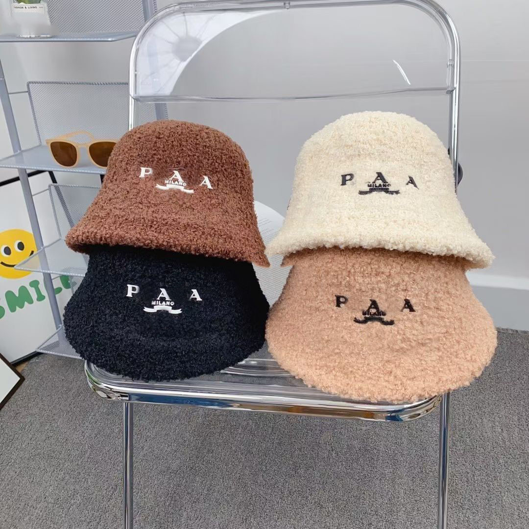 

Women's Knitting Bucket Hats Fashion Plush Ear Wide Brim Hat Designer Classic Leisure Fisherman Cap Winter Warmth Thicken Lamb Wool Buckets Caps, 01