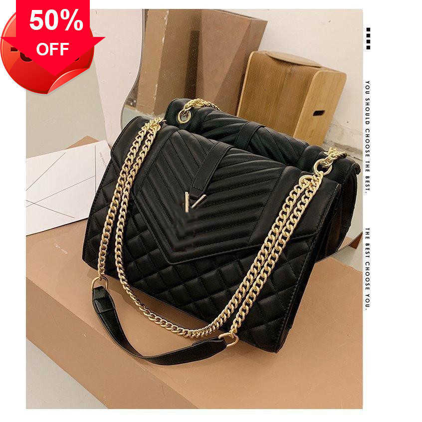 

Designer Bags 2023 New European and American Lingge Women's Fashion Korean Version Simple Texture One Shoulder Msenger Chain Trend Small Square Tote, Black