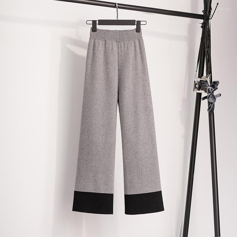 

Women's Pants Autumn And Winter Plus Size Fashion Knitted Wide-leg Trousers Were Slim Mopping Pastel For Women, Gray