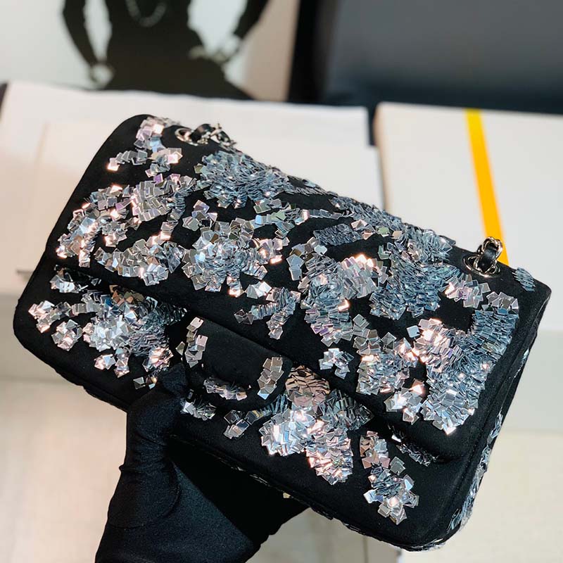 

2022 designer bag Women Sequins Coins Bag Handbag Flap Gold Silver Chain Shoulder Bags Luxury Designers Tote Lady Clutch Messenger Evening Crossbody Purse, Black1