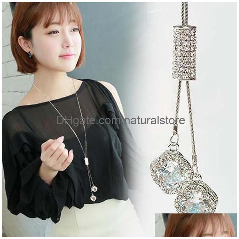 

Pendant Necklaces New Arrival Women Crystal Necklace Female Temperament Allmatch Long Paragraph Sweater Chain Drop Delivery Jewelry P Dh5Z9