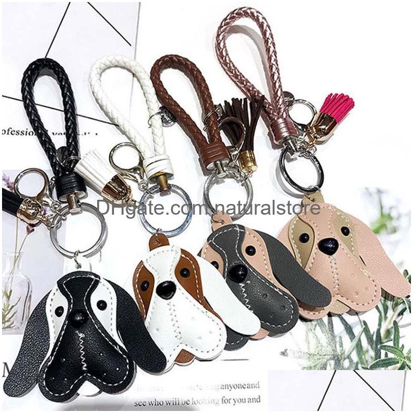 

Keychains Lanyards Cute Cartoon Dog Keychain Leather Tessal Key Chain Keyring Women Bag Car Holder Drop Delivery Fashion Accessorie Dhvsy