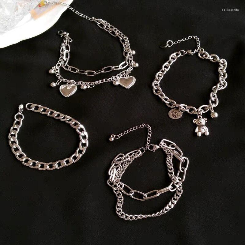 

Link Bracelets 2022 Trendy Women Titanium Steel Chain Hip-hop Punk Bracelet For Jewelry Man Accessory Gift