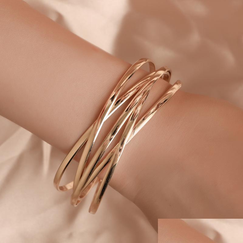 

Bangle Fashion Jewelry Crossed Bracelet Womens Metal Bracelets Drop Delivery Dhxn8