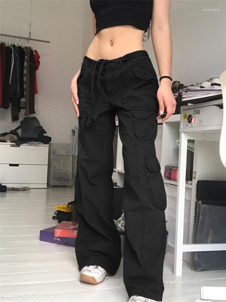 

Women' Pants CHRONSTYLE Women High Waist Baggy Jeans Vintage Wide Straight Leg Boyfriend Denim Cargo With Pockets Grunge Streetwear Y2k